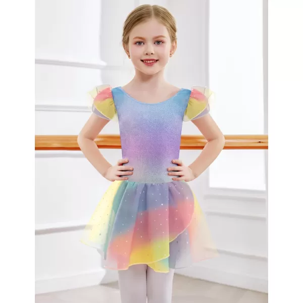 Arshiner Girls Ruffle Sleeve Ballet Dance Dress Tutu Skirted Leotard