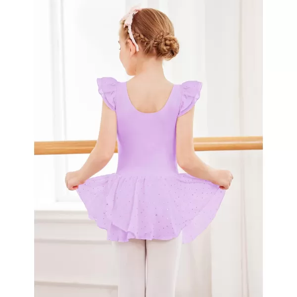 Arshiner Girls Ruffle Sleeve Ballet Dance Dress Tutu Skirted Leotard