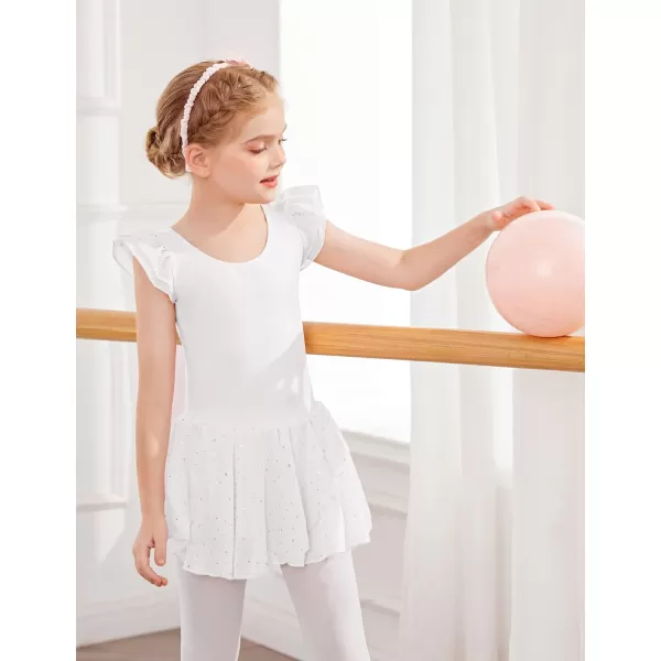 Arshiner Girls Ruffle Sleeve Ballet Dance Dress Tutu Skirted Leotard