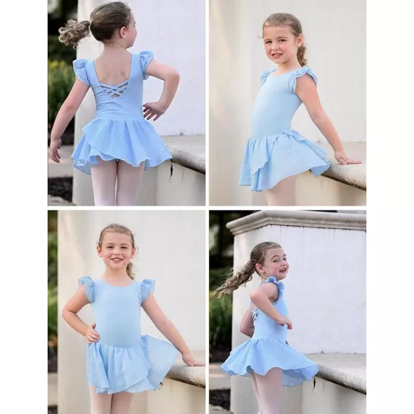 Arshiner Girls Ruffle Sleeve Ballet Dance Dress Tutu Skirted Leotard