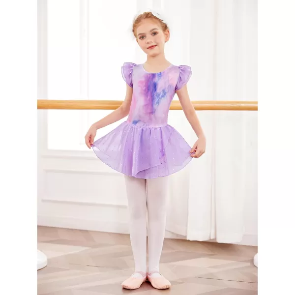 Arshiner Girls Ruffle Sleeve Ballet Dance Dress Tutu Skirted Leotard