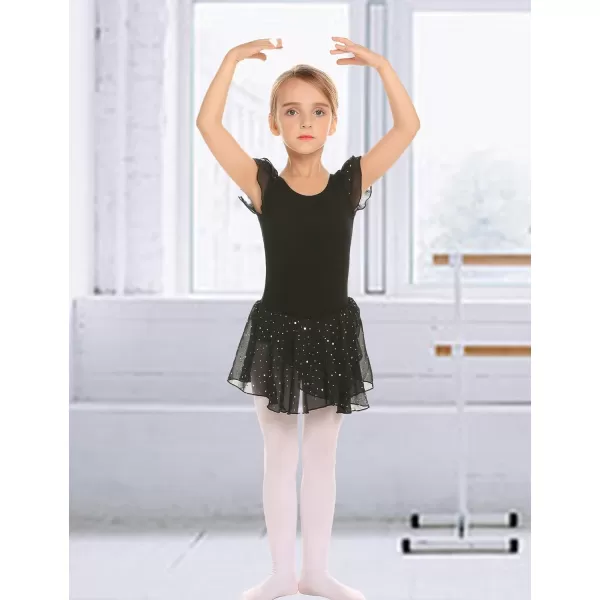 Arshiner Girls Ruffle Sleeve Ballet Dance Dress Tutu Skirted Leotard