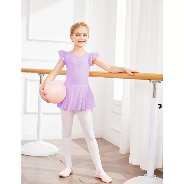 Arshiner Girls Ruffle Sleeve Ballet Dance Dress Tutu Skirted Leotard