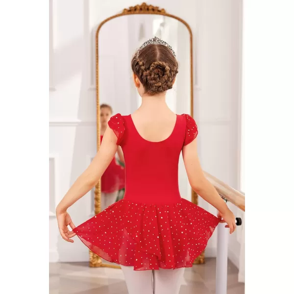Arshiner Girls Ruffle Sleeve Ballet Dance Dress Tutu Skirted Leotard