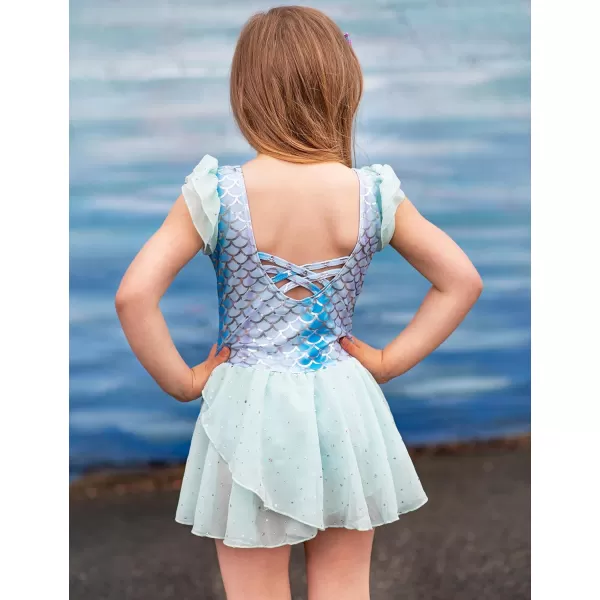 Arshiner Girls Ruffle Sleeve Ballet Dance Dress Tutu Skirted Leotard