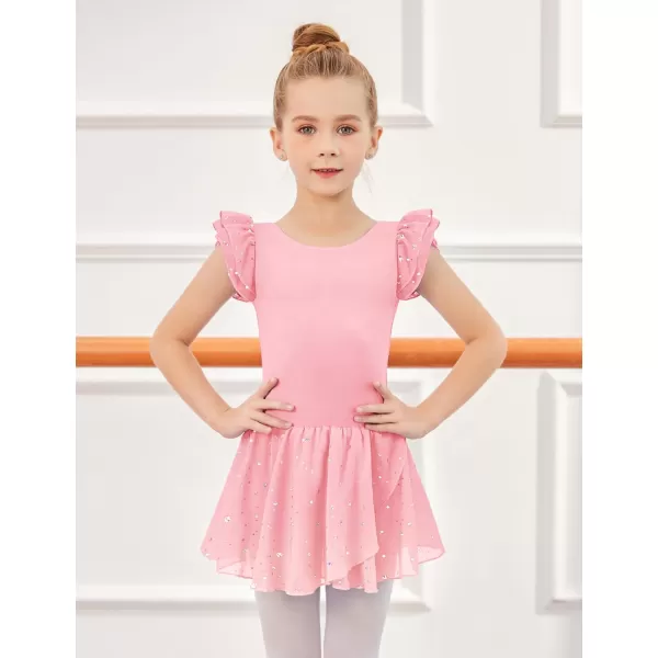 Arshiner Girls Ruffle Sleeve Ballet Dance Dress Tutu Skirted Leotard