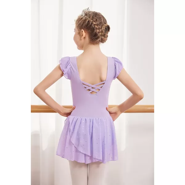 Arshiner Girls Ruffle Sleeve Ballet Dance Dress Tutu Skirted Leotard