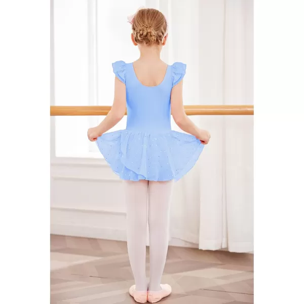 Arshiner Girls Ruffle Sleeve Ballet Dance Dress Tutu Skirted Leotard