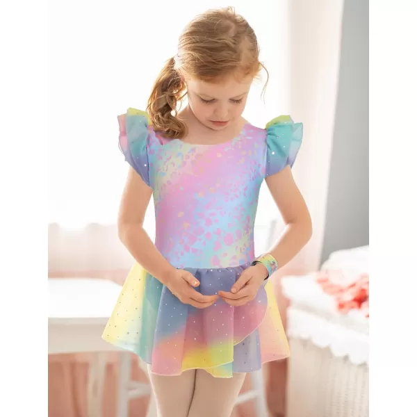 Arshiner Girls Ruffle Sleeve Ballet Dance Dress Tutu Skirted Leotard