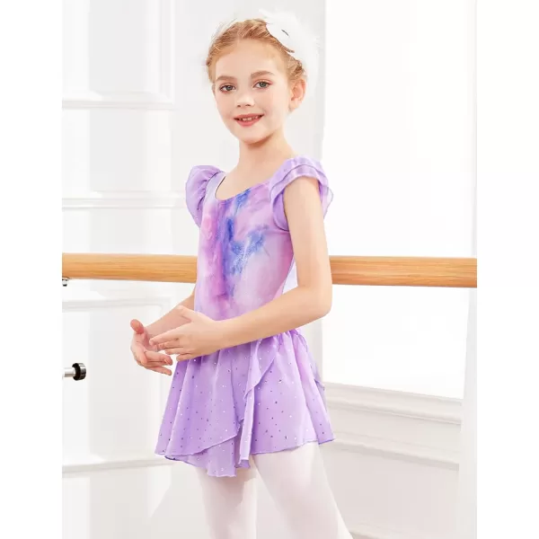 Arshiner Girls Ruffle Sleeve Ballet Dance Dress Tutu Skirted Leotard