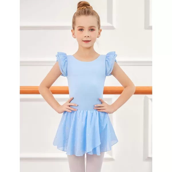 Arshiner Girls Ruffle Sleeve Ballet Dance Dress Tutu Skirted Leotard
