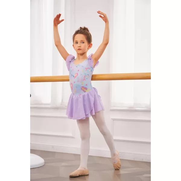 Arshiner Girls Ruffle Sleeve Ballet Dance Dress Tutu Skirted Leotard