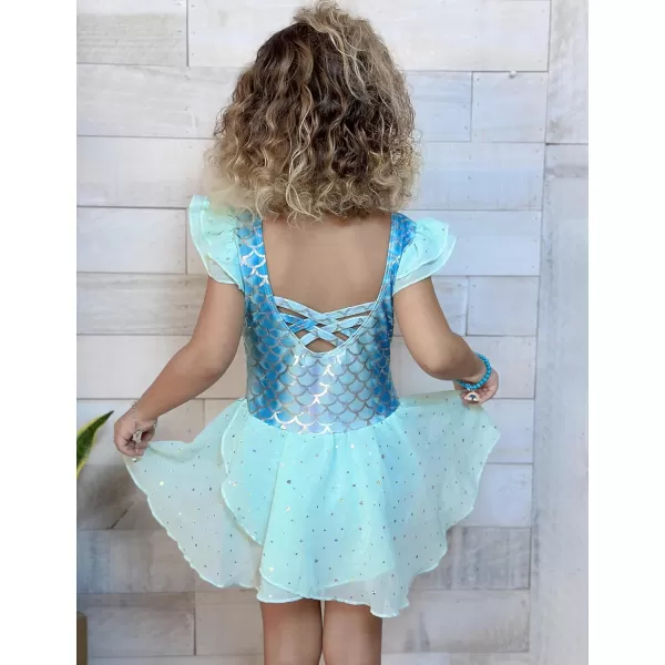 Arshiner Girls Ruffle Sleeve Ballet Dance Dress Tutu Skirted Leotard