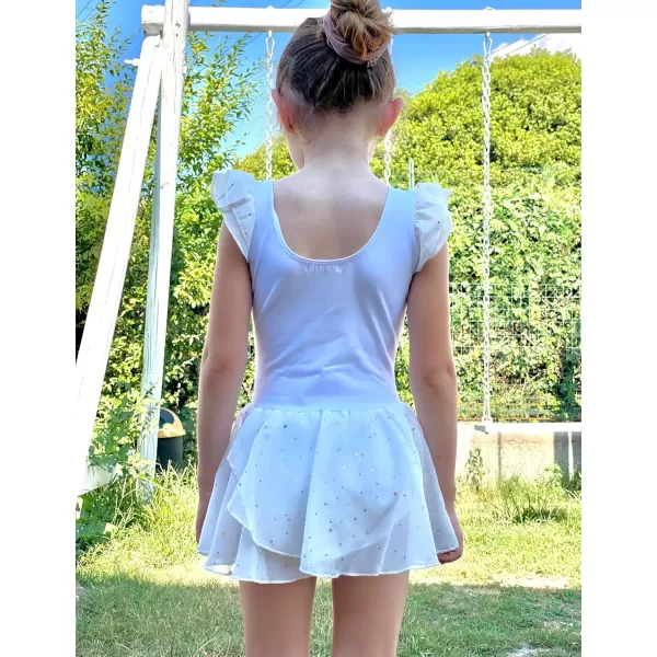 Arshiner Girls Ruffle Sleeve Ballet Dance Dress Tutu Skirted Leotard