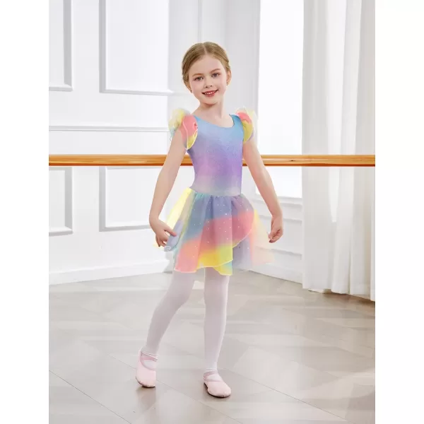 Arshiner Girls Ruffle Sleeve Ballet Dance Dress Tutu Skirted Leotard