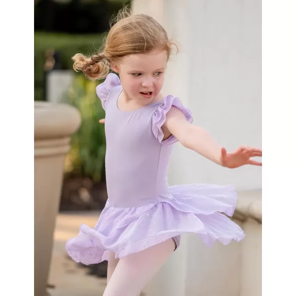 Arshiner Girls Ruffle Sleeve Ballet Dance Dress Tutu Skirted Leotard