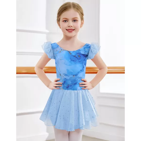 Arshiner Girls Ruffle Sleeve Ballet Dance Dress Tutu Skirted Leotard