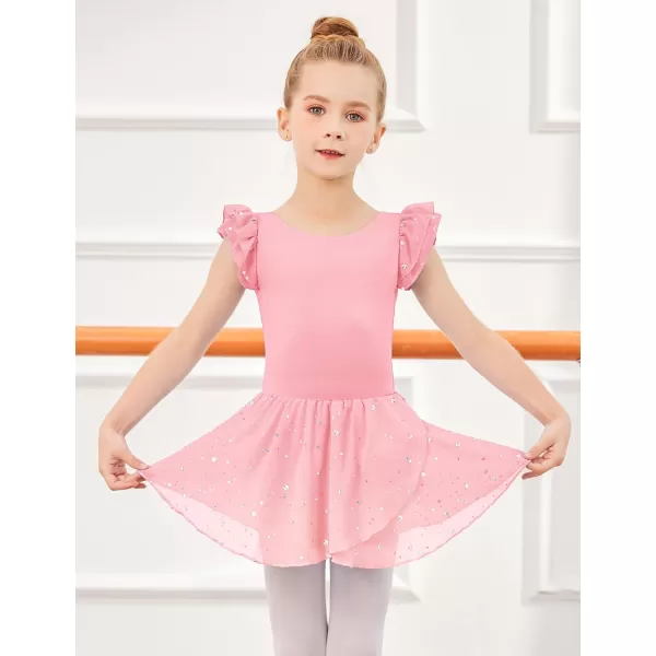 Arshiner Girls Ruffle Sleeve Ballet Dance Dress Tutu Skirted Leotard