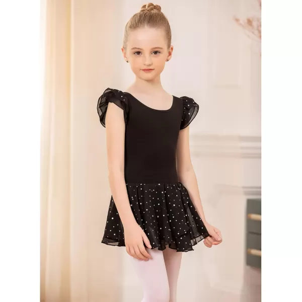 Arshiner Girls Ruffle Sleeve Ballet Dance Dress Tutu Skirted Leotard
