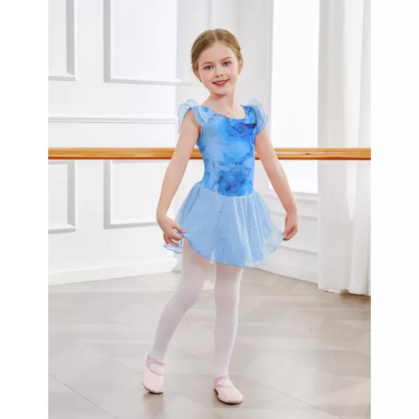 Arshiner Girls Ruffle Sleeve Ballet Dance Dress Tutu Skirted Leotard