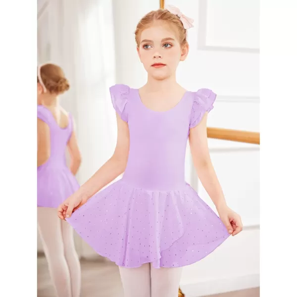 Arshiner Girls Ruffle Sleeve Ballet Dance Dress Tutu Skirted Leotard