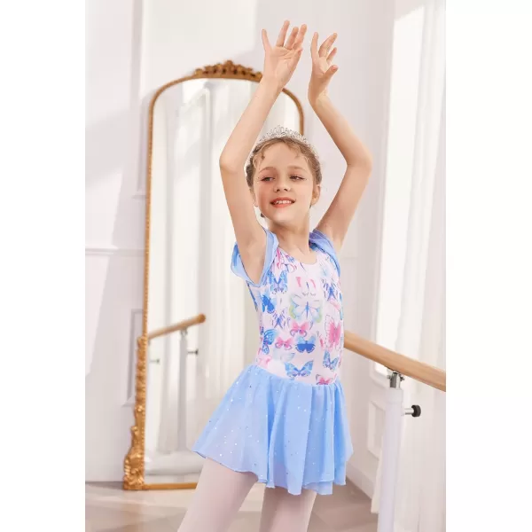 Arshiner Girls Ruffle Sleeve Ballet Dance Dress Tutu Skirted Leotard