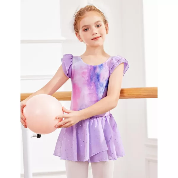 Arshiner Girls Ruffle Sleeve Ballet Dance Dress Tutu Skirted Leotard