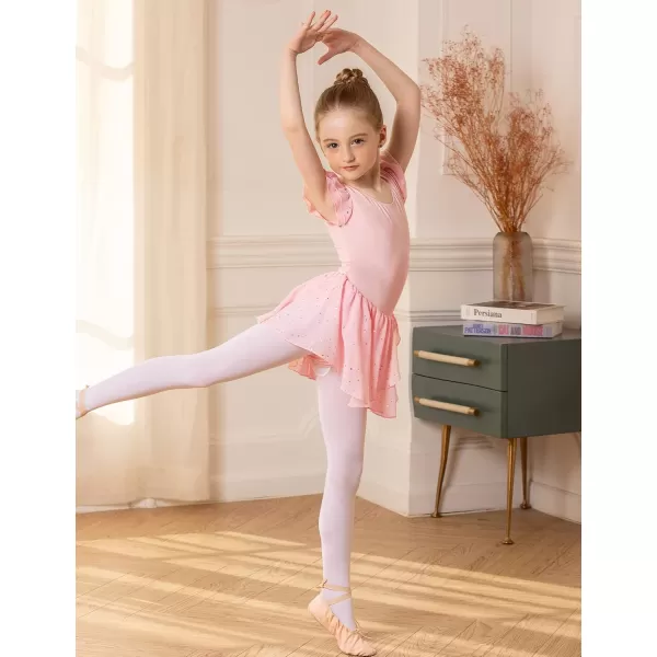 Arshiner Girls Ruffle Sleeve Ballet Dance Dress Tutu Skirted Leotard