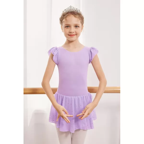 Arshiner Girls Ruffle Sleeve Ballet Dance Dress Tutu Skirted Leotard
