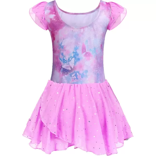 Arshiner Girls Ruffle Sleeve Ballet Dance Dress Tutu Skirted Leotard