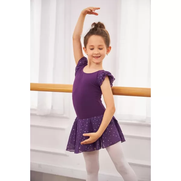 Arshiner Girls Ruffle Sleeve Ballet Dance Dress Tutu Skirted Leotard
