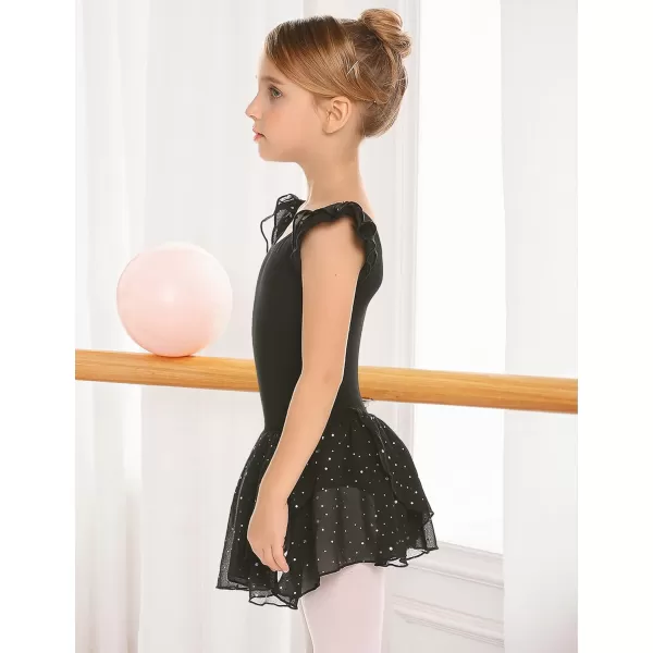 Arshiner Girls Ruffle Sleeve Ballet Dance Dress Tutu Skirted Leotard