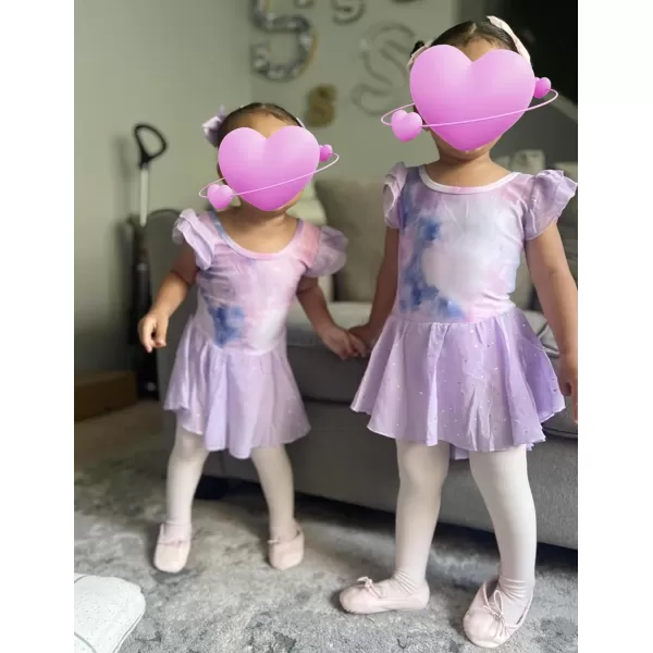 Arshiner Girls Shiny Ruffle Sleeve Ballet Leotard with Skirt Criss-Cross Back Dance Dresses