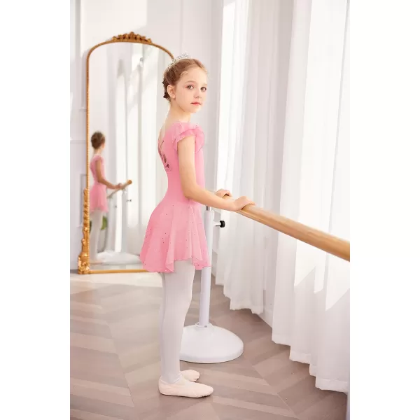 Arshiner Girls Shiny Ruffle Sleeve Ballet Leotard with Skirt Criss-Cross Back Dance Dresses