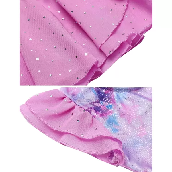 Arshiner Girls Shiny Ruffle Sleeve Ballet Leotard with Skirt Criss-Cross Back Dance Dresses