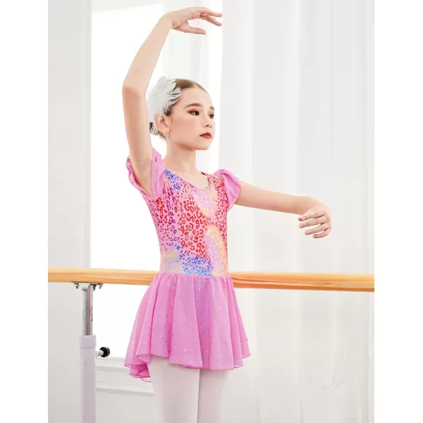 Arshiner Girls Shiny Ruffle Sleeve Ballet Leotard with Skirt Criss-Cross Back Dance Dresses