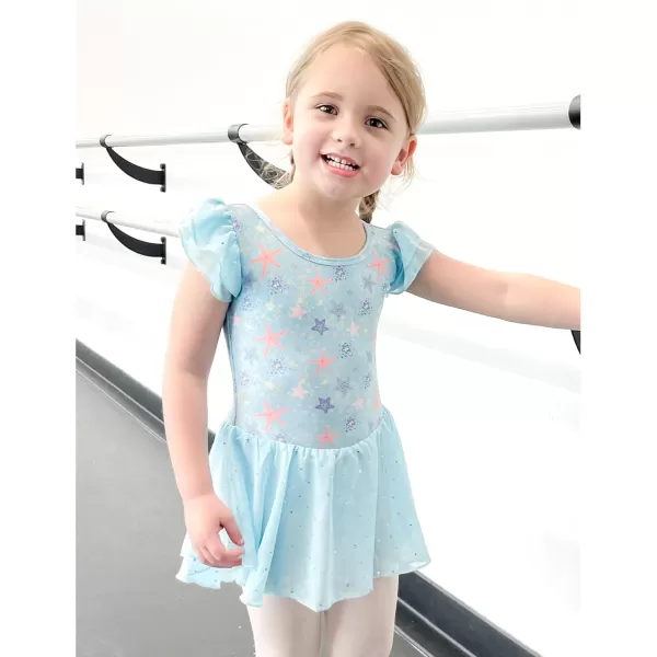 Arshiner Girls Shiny Ruffle Sleeve Ballet Leotard with Skirt Criss-Cross Back Dance Dresses