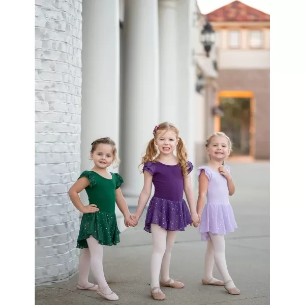Arshiner Girls Shiny Ruffle Sleeve Ballet Leotard with Skirt Criss-Cross Back Dance Dresses