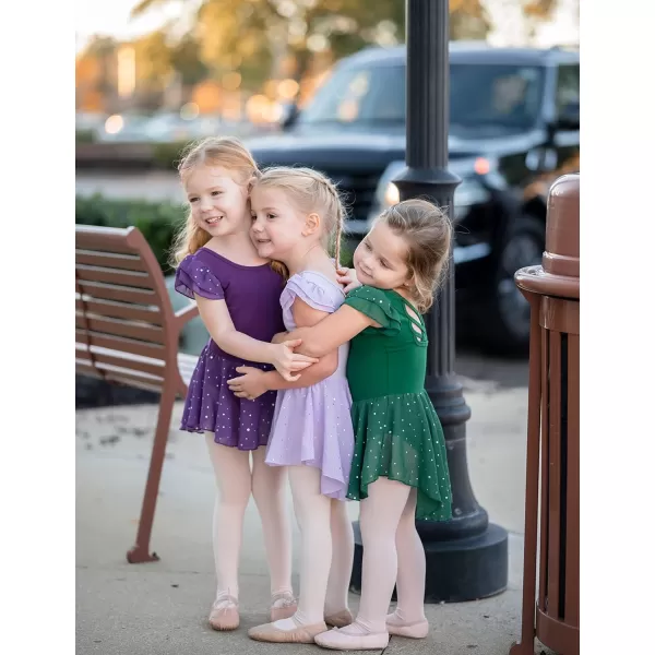 Arshiner Girls Shiny Ruffle Sleeve Ballet Leotard with Skirt Criss-Cross Back Dance Dresses