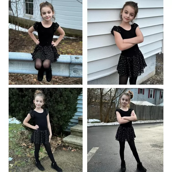 Arshiner Girls Shiny Ruffle Sleeve Ballet Leotard with Skirt Criss-Cross Back Dance Dresses