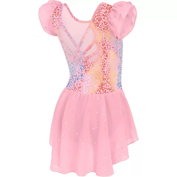 Arshiner Girls Shiny Ruffle Sleeve Ballet Leotard with Skirt Criss-Cross Back Dance Dresses
