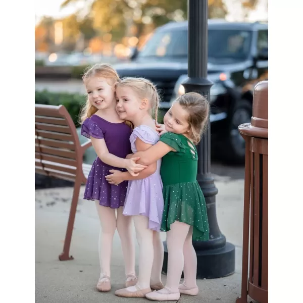 Arshiner Girls Shiny Ruffle Sleeve Ballet Leotard with Skirt Criss-Cross Back Dance Dresses