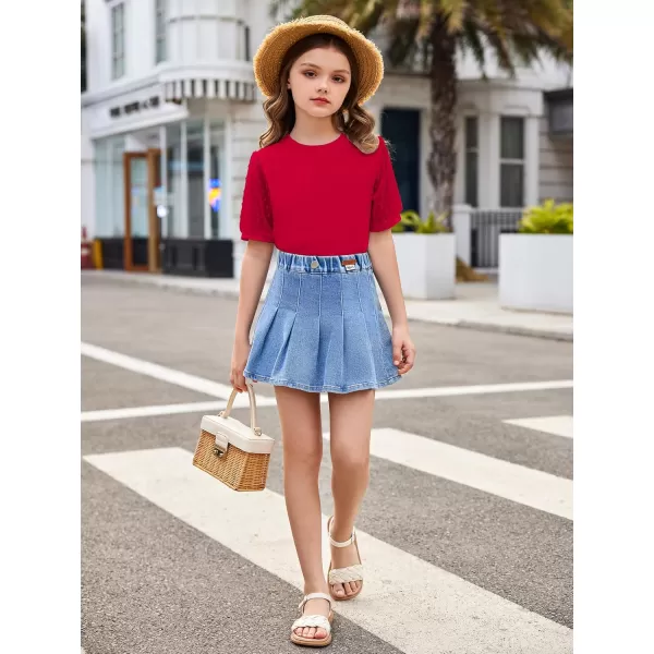 Arshiner Girls Shirt Swiss Dots Texture Sheer Puff Sleeves Loose Crewneck Summer Blouse Tee Tops