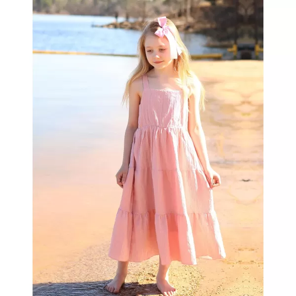 Arshiner Girl's Sundresses Summer Boho Strap Tiered Cami Maxi Dresses with Pockets