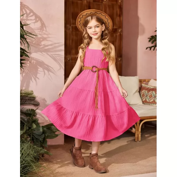 Arshiner Girl's Sundresses Summer Boho Strap Tiered Cami Maxi Dresses with Pockets