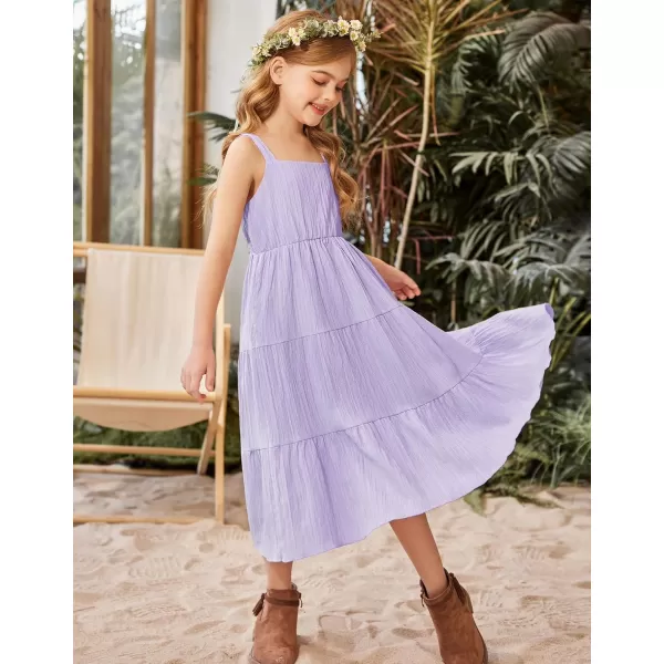 Arshiner Girl's Sundresses Summer Boho Strap Tiered Cami Maxi Dresses with Pockets