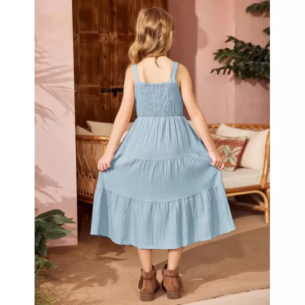 Arshiner Girl's Sundresses Summer Boho Strap Tiered Cami Maxi Dresses with Pockets