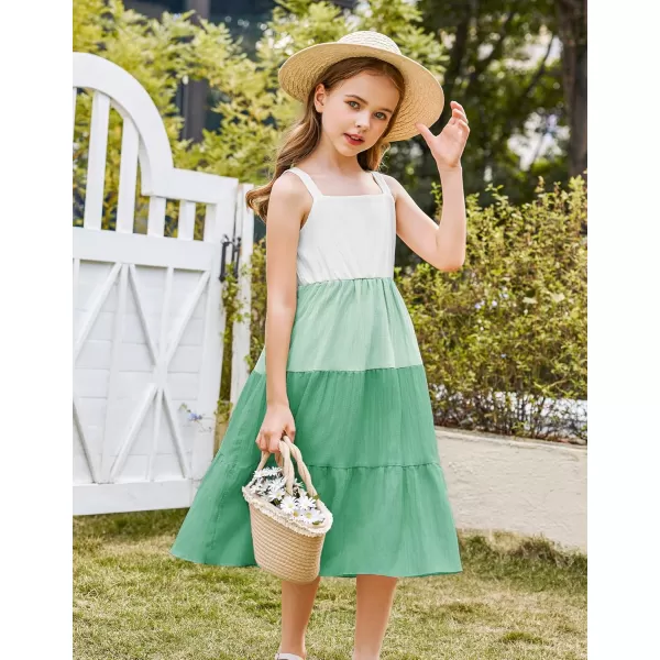 Arshiner Girl's Sundresses Summer Boho Strap Tiered Cami Maxi Dresses with Pockets