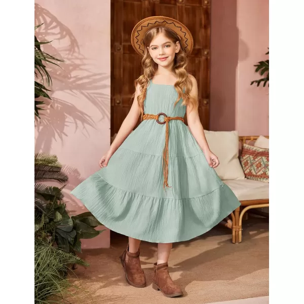 Arshiner Girl's Sundresses Summer Boho Strap Tiered Cami Maxi Dresses with Pockets