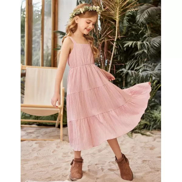 Arshiner Girl's Sundresses Summer Boho Strap Tiered Cami Maxi Dresses with Pockets